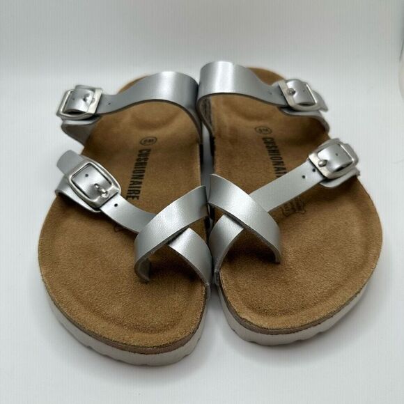 CUSHIONAIRE Women's Cork Footbed Sandal With +Comfort 6 SILVER - Picture 2 of 7
